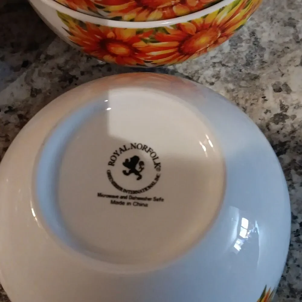Royal Norfolk Sunflower Soup Cereal Bowls Set of 4